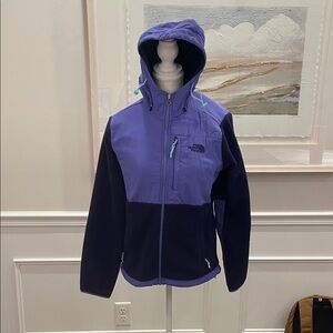 The North Face Denali W/Hood Two-Tone Violet/Navy w/Teal Accents Hooded Jacket